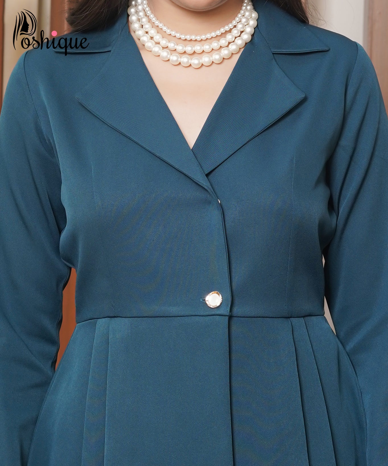 Teal Asymmetric Blazer & Wide-Leg Pant Set